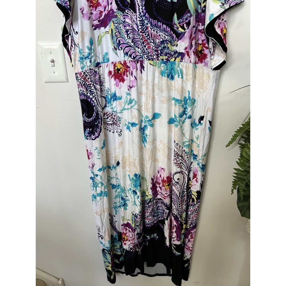 NWT Chicos Floral Paisley Patchwork Maxi Dress Vibrant Flutter Sleeve V-Neck 2X - Picture 5 of 7